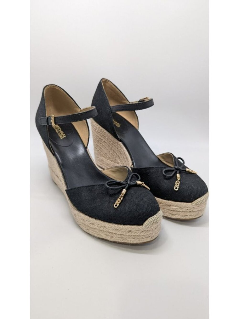 MICHAEL Michael Kors Black/Tan Nori Wedge Espadrille Sandals
